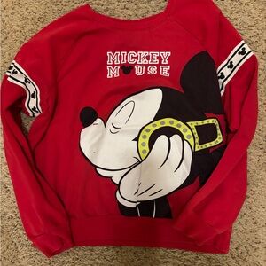 Disney Mickey Mouse Red Graphic Sweatshirt - Cozy Crewneck Pullover